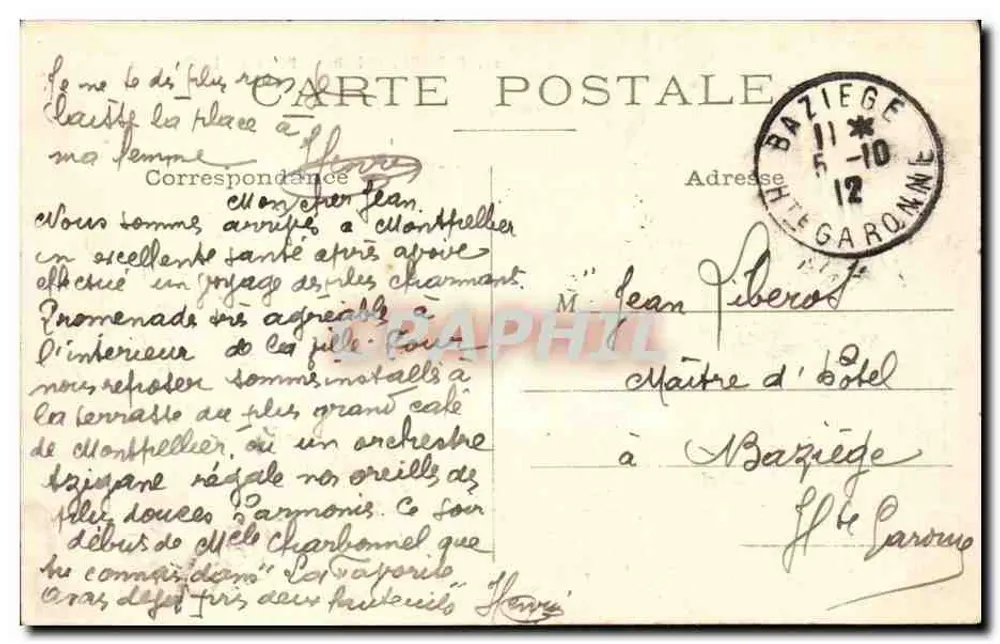 Montpellier — Praça da Comédia — Editor não identificado, n° 22 - Verso