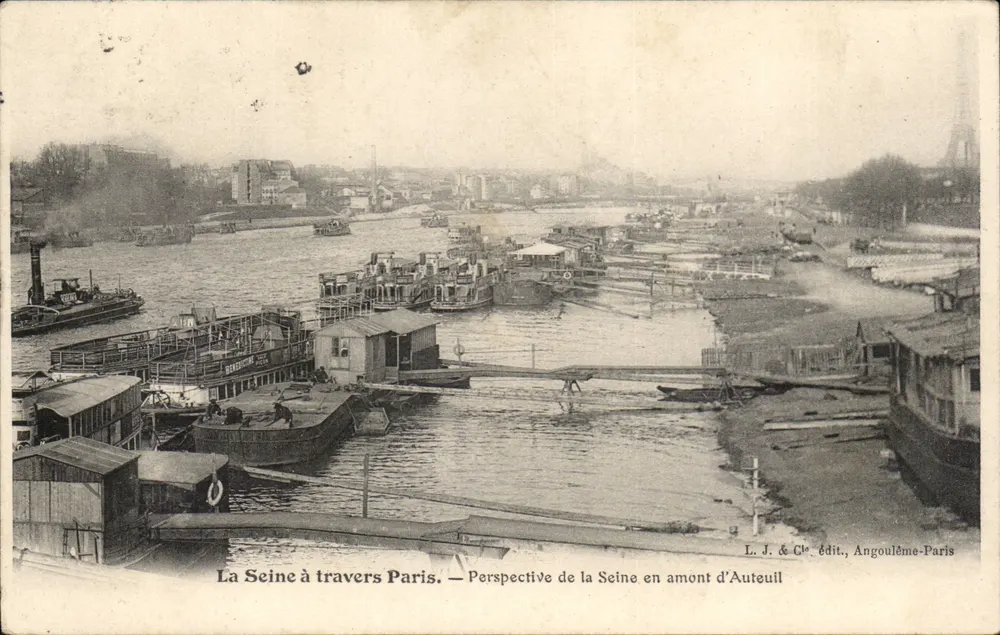 Die Seine durch Paris — Ansicht der Seine stromaufwärts von Auteuil — Verlag L. J. & Cie, Angoulême-Paris - Vorderseite