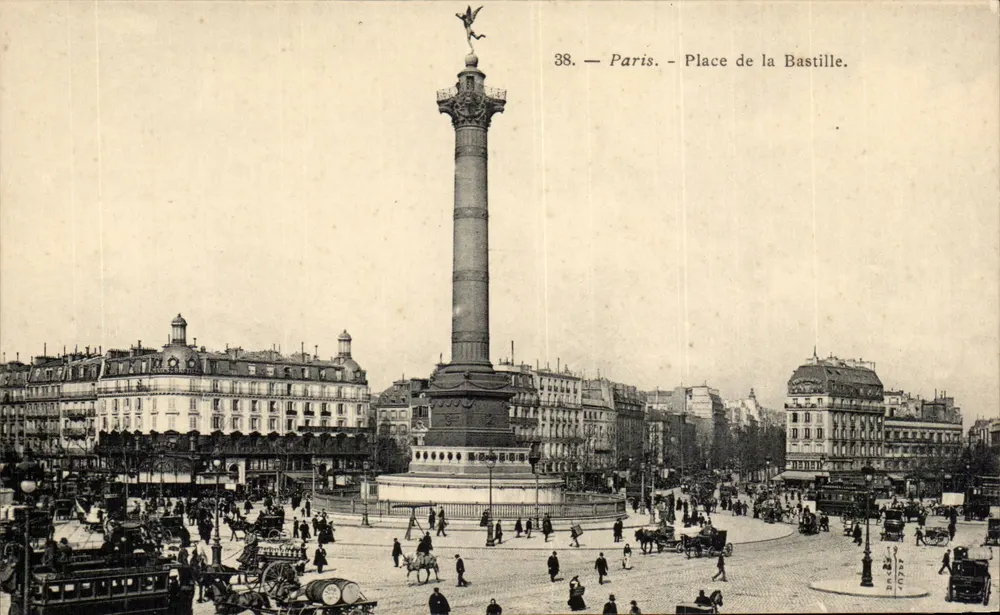 Paris — Place de la Bastille — Coluna da Bastilha, editor desconhecido, n° 38 - Frente