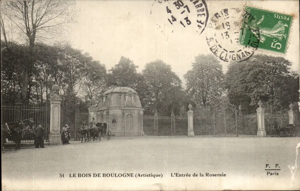 Der Bois de Boulogne (Künstlerisch) — Der Eingang zum Rosenhaus — F. F. Paris - Vorderseite