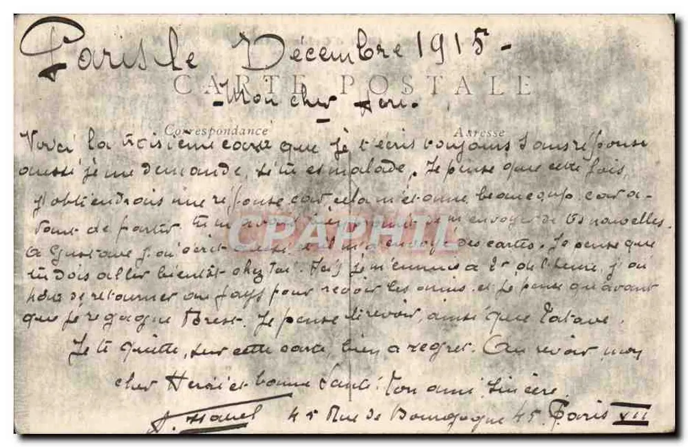 Paris — Estação de Orleãns-Orsay — J.H. n°113 - Verso
