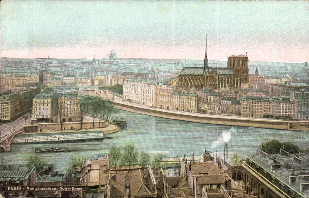 Paris - Vista geral sobre Notre-Dame — vista aérea da catedral e do rio - Frente