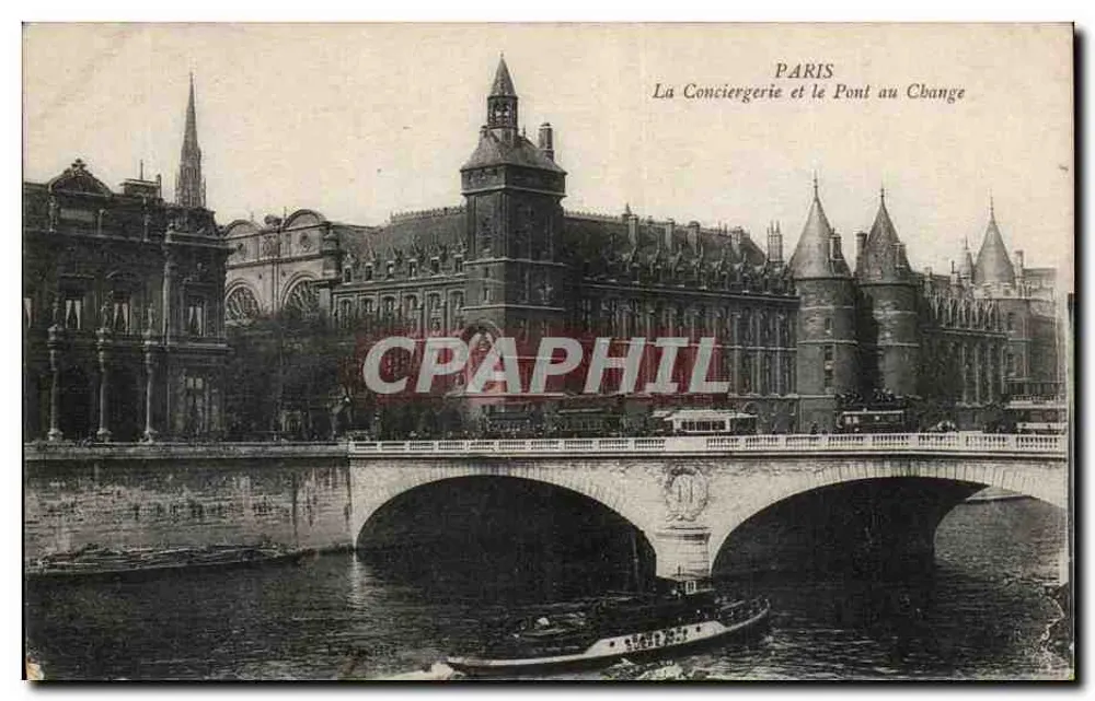 Paris — Die Conciergerie und der Pont au Change — Imp. Phot. L'Abeille, Asnières - Vorderseite