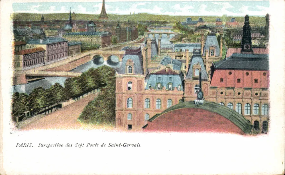 Paris — Perspectiva dos Sete Pontes de Saint-Gervais — editor não visível - Frente