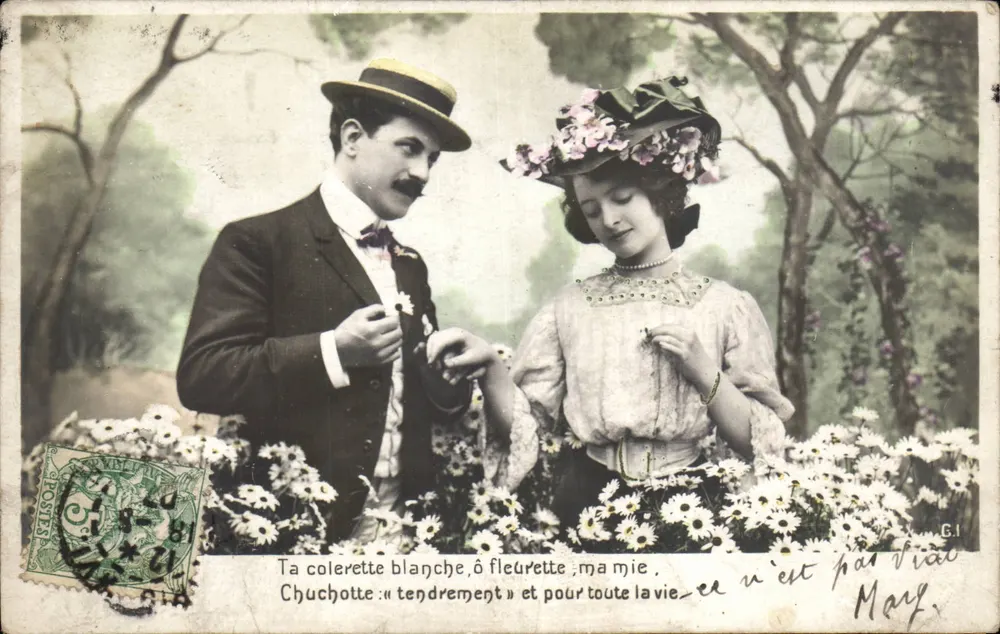 Paar unter Blumen — zärtliches Flüstern — Edition IMBERT, Paris, n° C.I - Vorderseite