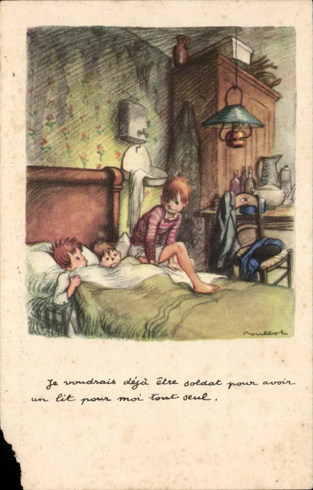Zwei Kinder in einem Zimmer — Illustration von Roubikot — Verlag nicht sichtbar - Vorderseite