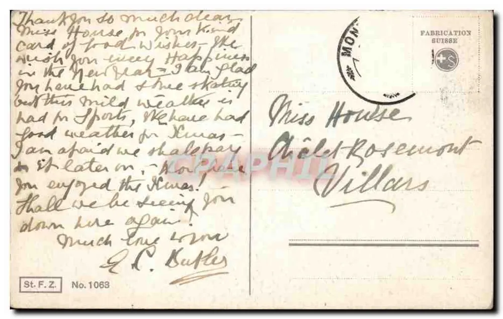 Flusslandschaft — Glückliches Jahr — Verlag B. Renaulze, n°1063 - Rückseite