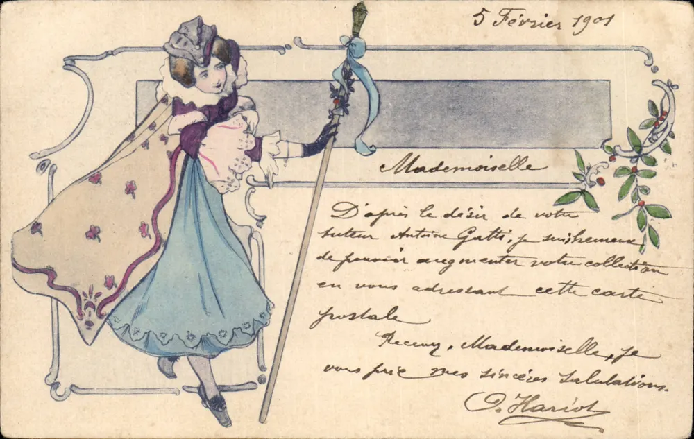 Frau in bemanteltem Kleid — Illustration — unbekannter Verlag - Vorderseite