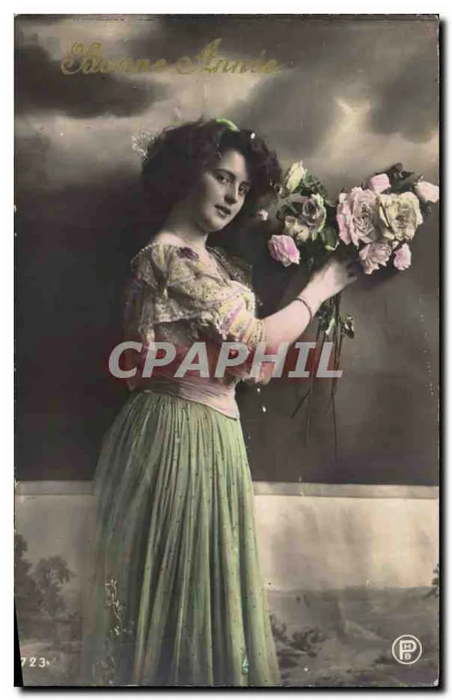Junge Frau mit Rosenstrauß — Verlag: Chanson Année, n° 723 - Vorderseite