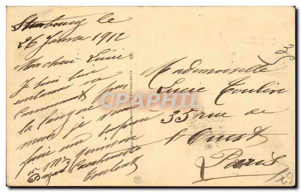 Strasbourg i. E. — Catedral — editor KÜNSTVERLAG E. KÜHLMANN STRASBOURG, n° 301 - Verso