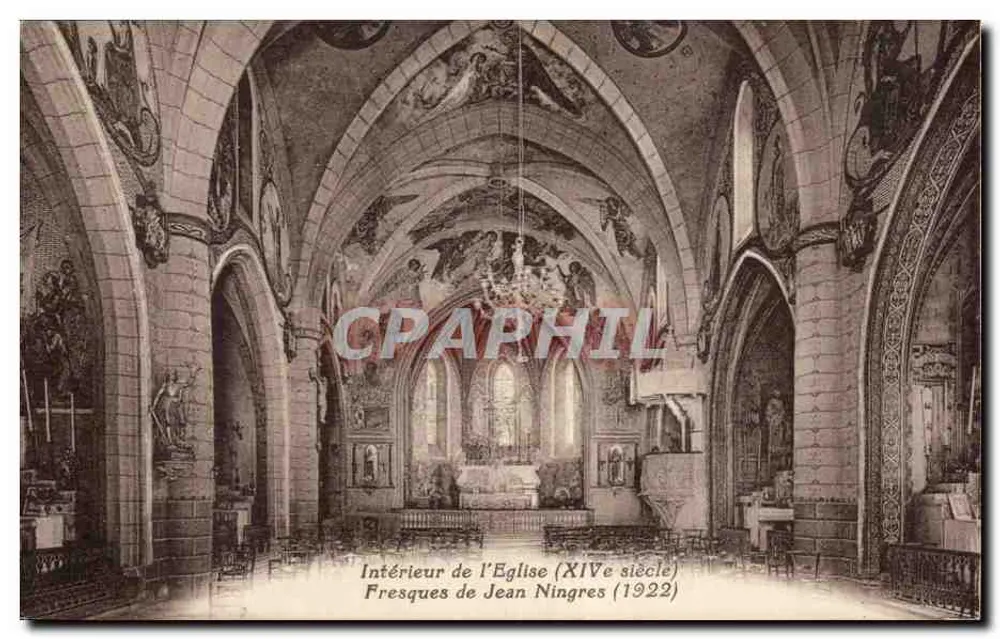 Innenraum der Kirche (12. Jahrhundert) — Fresken von Jean Ningres (1922) - Vorderseite