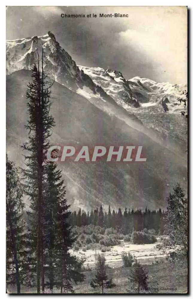 Chamonix e o Mont-Blanc — vista panorâmica — editor impr. Chamonix - Frente