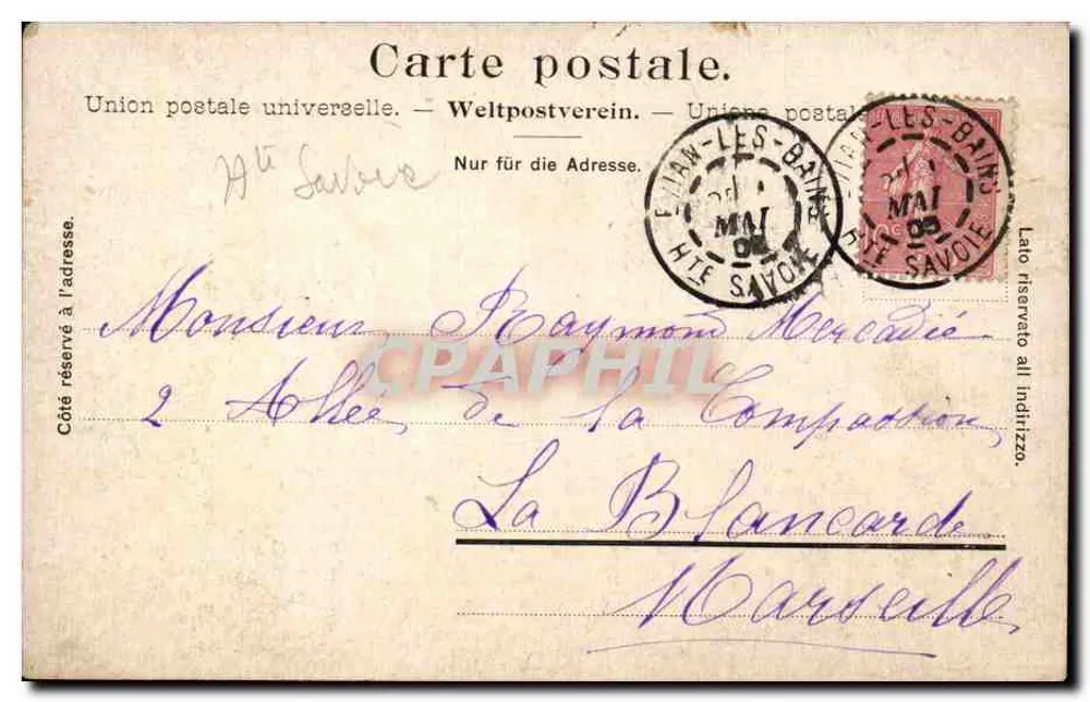 Vernayaz - Cachoeira de Pissevache — editor anônimo, n° 2221 - Verso
