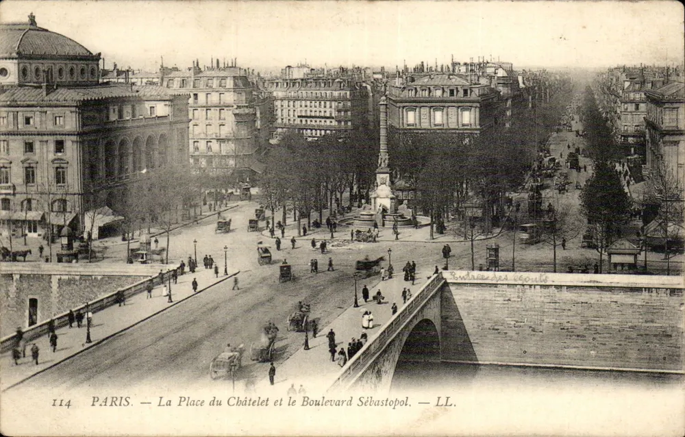 Paris — La Place du Châtelet et le Boulevard Sébastopol — LL. — N° 114 - Recto