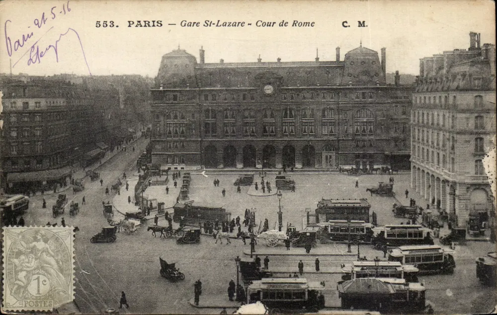 PARIS — Gare St-Lazare — Cour de Rome — C. M. — n° 553 - Recto