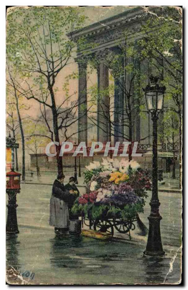 Marchande de Fleurs - Place de la Madeleine — Paris — Éditions d'Art Yvon - Recto