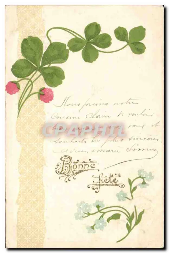 Fleurs et trèfles — Carte postale universelle — éditeur W. 5507 - Recto