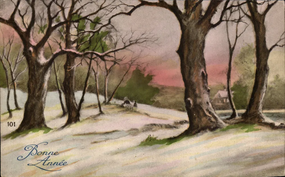 Schneefeld — Winterlandschaft mit Pferdepaar — Ausgabe Follot n°101 - Vorderseite