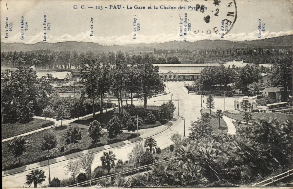 PAU - Die Station und die Pyrenäen-Kette — C.C. 203, veröffentlicht von Cinq-Monts - Vorderseite