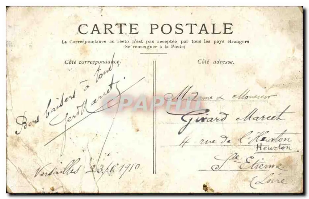 Versailles — Grand-Trianon — editor não visível - Verso