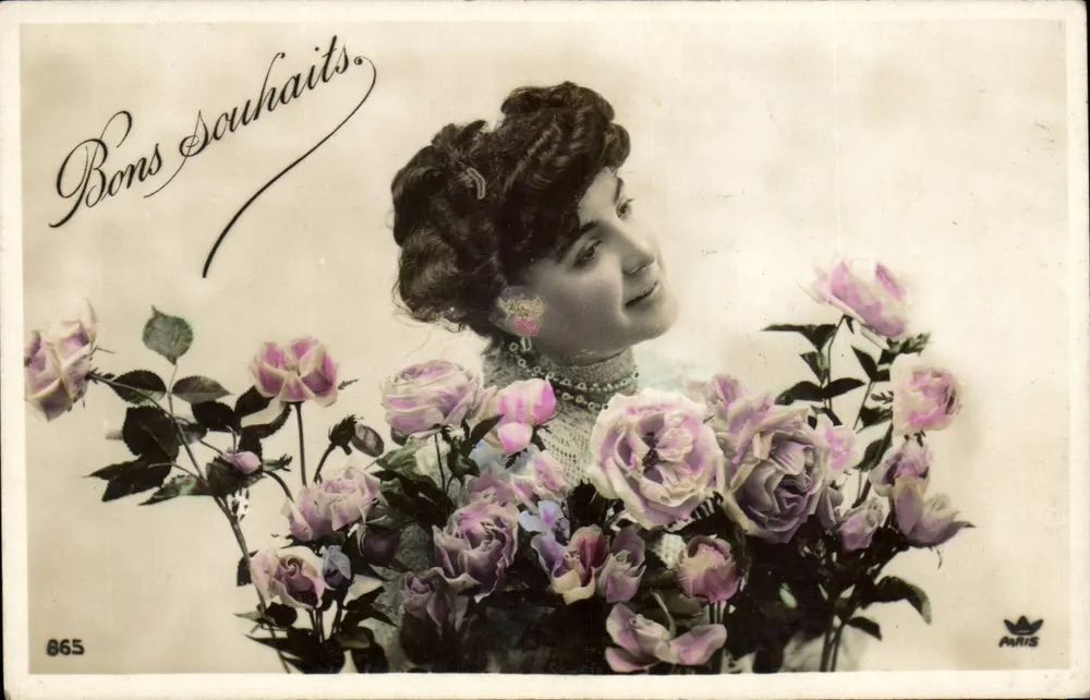Frau mit Rosenstrauß — Paris — Verlag PARIS Nr. 865 - Vorderseite