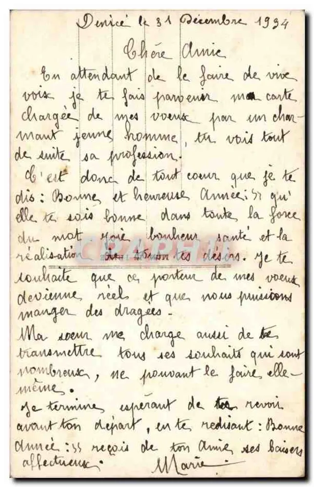 Junge Mann mit Blumenstrauß — Frohe Neujahr und Herzenswünsche — Verlag M. 488 - Rückseite