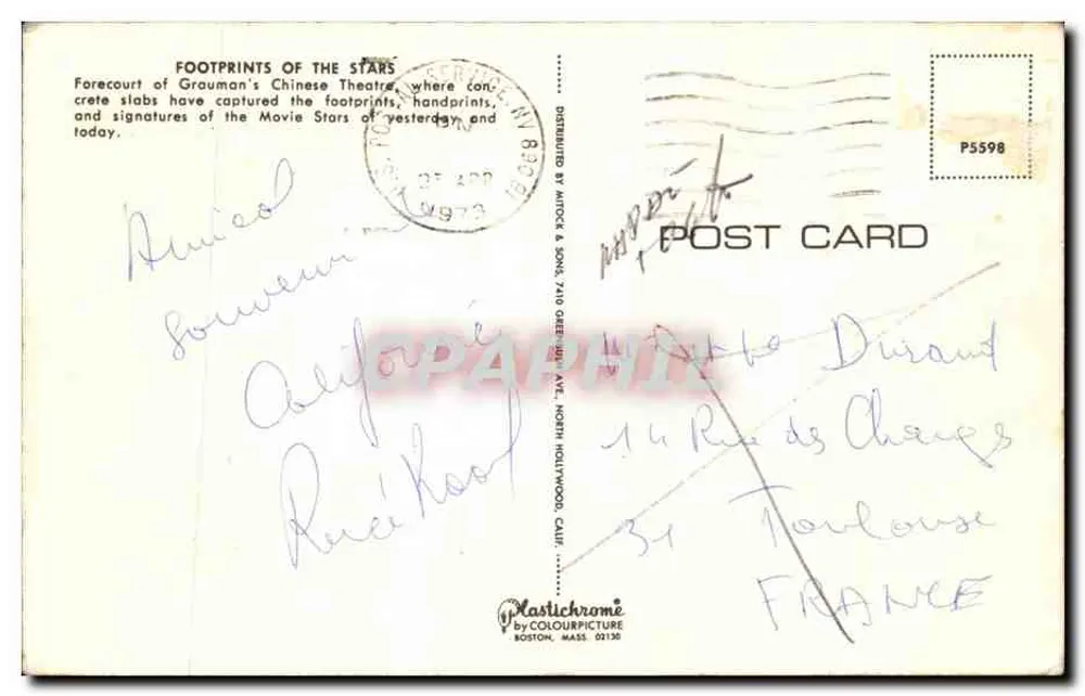 Footprints of the Stars — Vorhof des Grauman's Chinese Theatre — Plastichrome - Rückseite