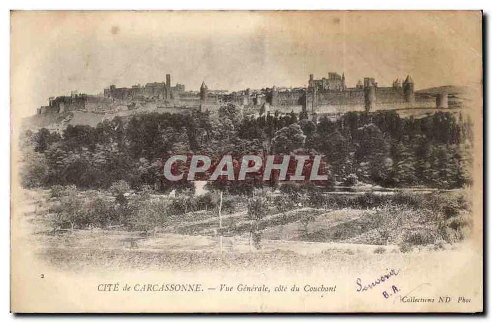 Cidade de Carcassonne — Visão Geral, lado do Pôr do Sol — Sansonnet B.A. Coleções ND Fot - Frente