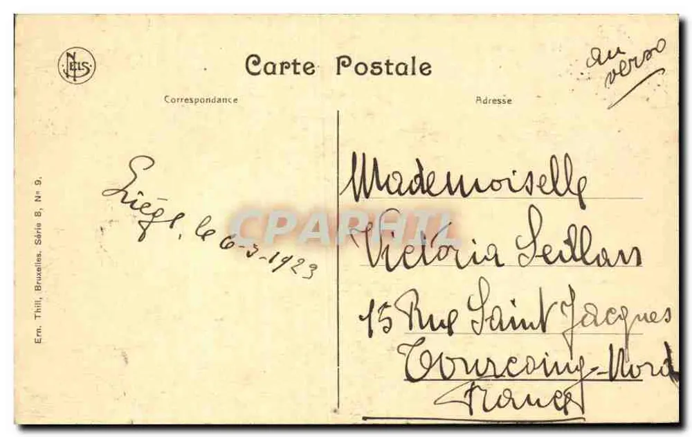 Liège O Boi em Repouso — Editor Neis, Série 8, Bruxelas - Verso