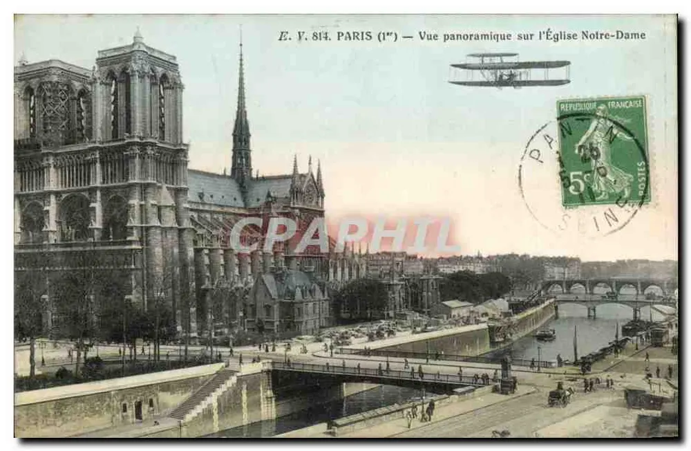 Paris (1.) — Panoramablick auf die Kirche Notre-Dame — E.V. 814 - Vorderseite