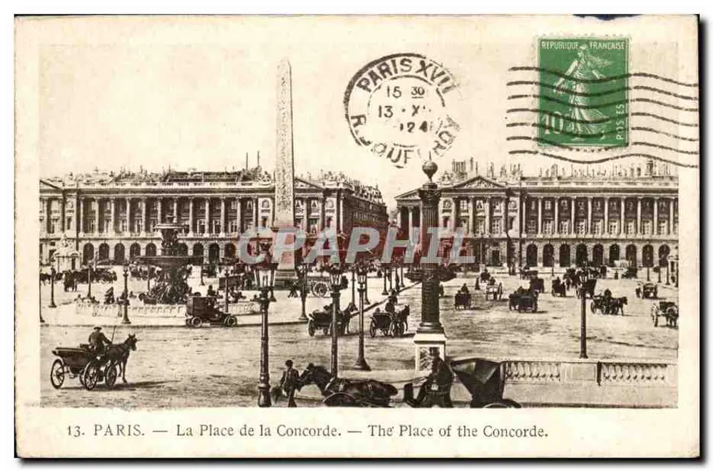 PARIS — A Praça da Concórdia — editor não visível, número de série 13 - Frente