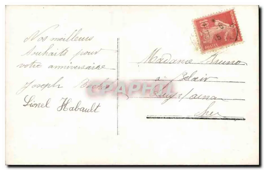 Kleine Mädchen mit Blumenkorb — datiert 1915 — Verlag Luy, Nr. 744 - Rückseite