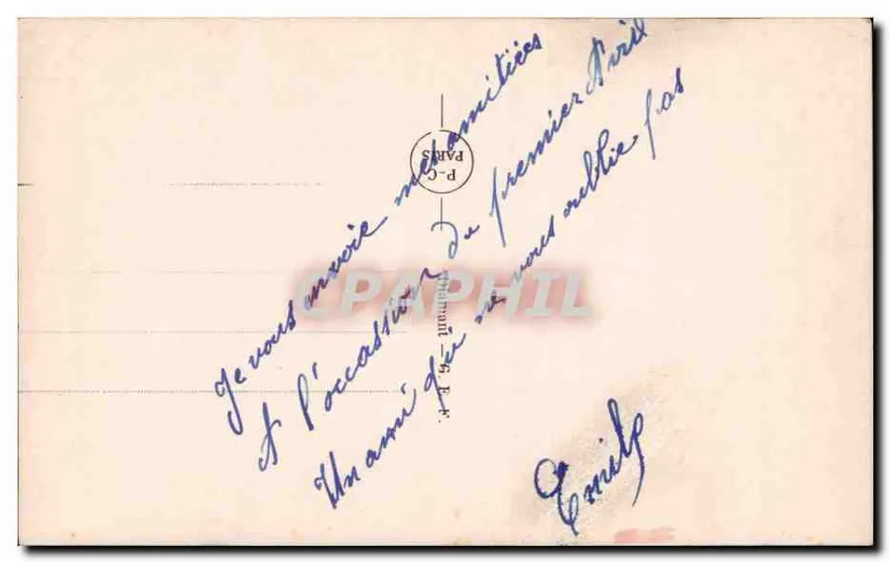 Fischer mit Netz — Aprilfisch — Verleger P-C, Nr. 3023 - Rückseite