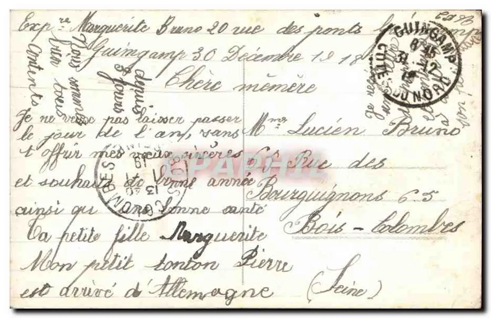 Mädchen in hellblauer Kleidung — Frohe Neujahr — Gloria - Rückseite
