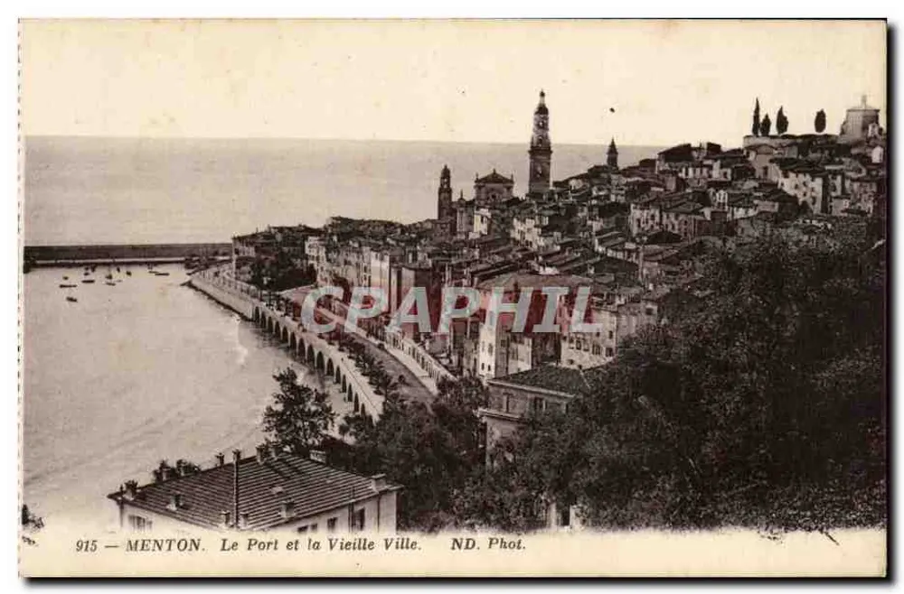 Menton — Der Hafen und die Altstadt — ND. Fot. - Vorderseite