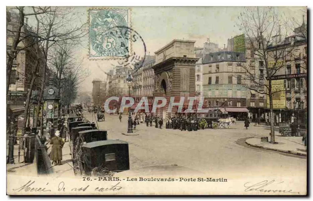 PARYŻ — Bulwary — Porte St-Martin — wydawca P. Demeune, nr 76 - Awers