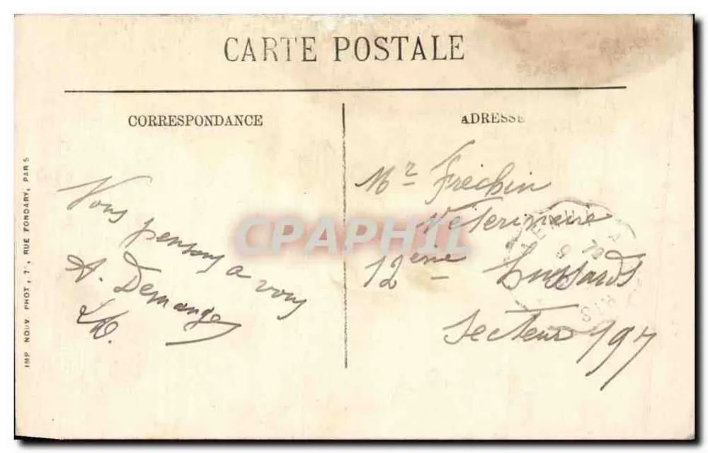 Paris. A Place de la Bastille — Coluna de la Bastille, editor Imp. Noliv, Paris - Verso