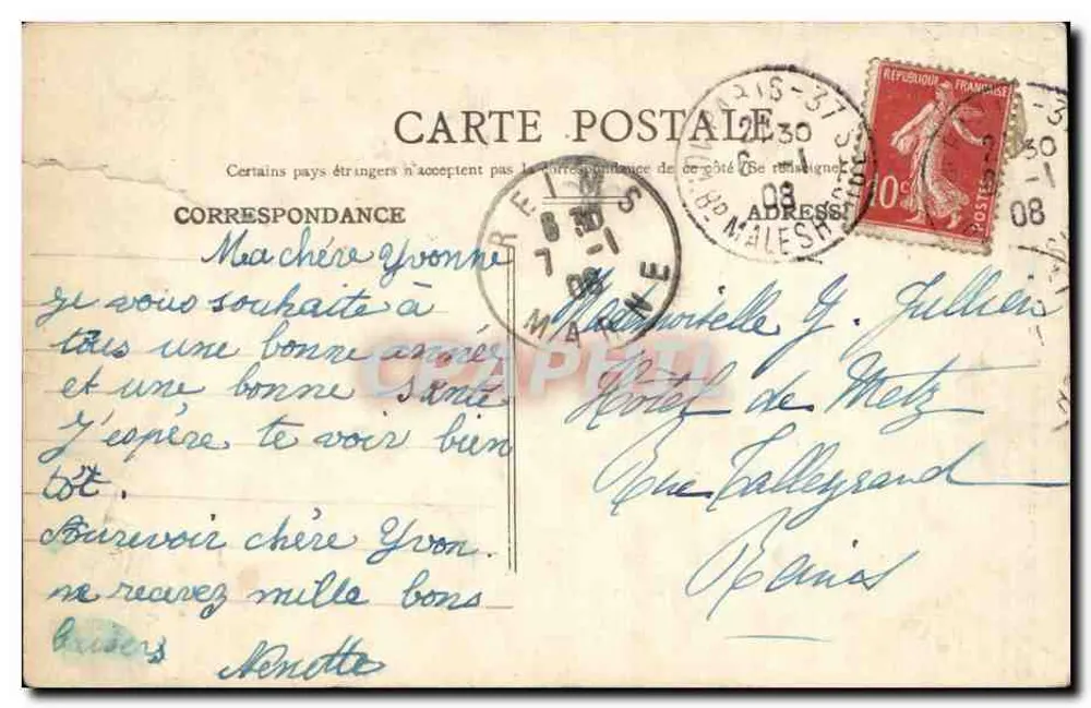 Paris — Église Sainte-Clotilde-du-Mont — C. M. 116 - Reverso