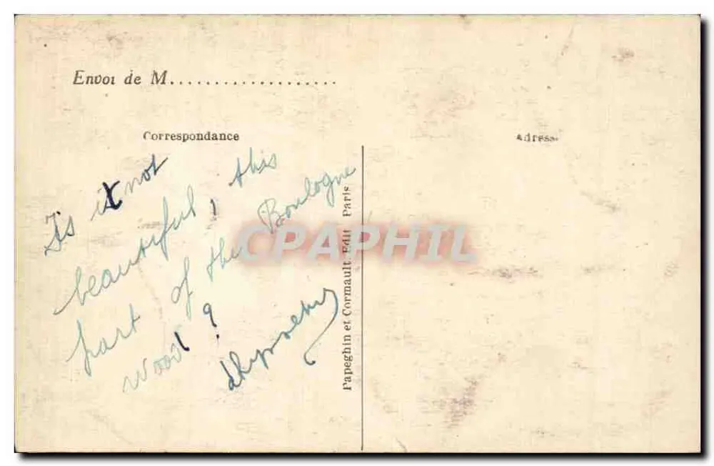 Paris — Bois de Boulogne — A Cascata — A.P. n°285 - Verso