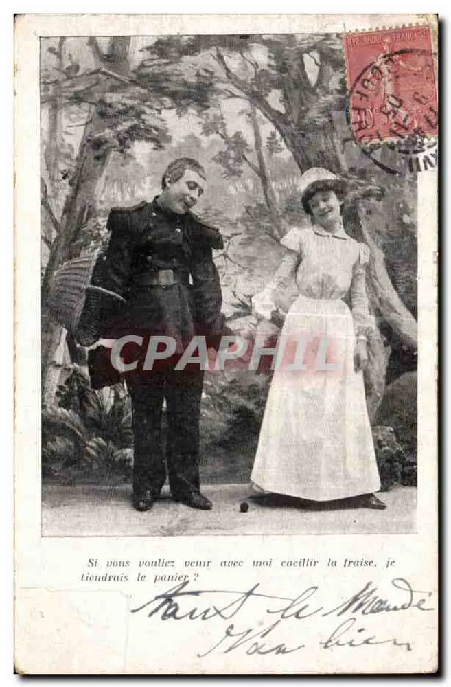 Coppia in foresta — scena romantica — editore non identificato - Recto