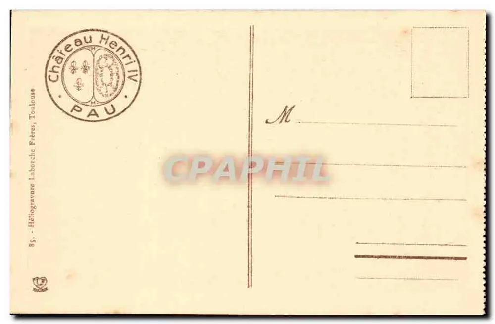 Pau - Schloss Henri IV - Wartezimmer — Edition Héritage Labonche Frères, Nr. 7 - Rückseite