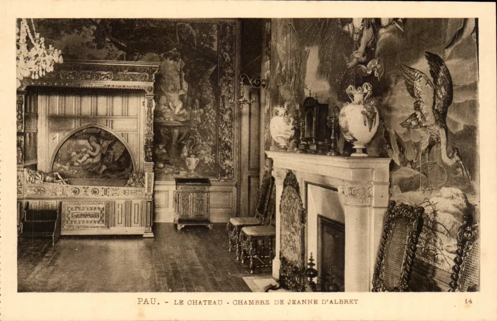 Pau - Das Schloss - Zimmer von Jeanne d'Albret — Héliogravure Labouche Frères, Nr. 14 - Vorderseite