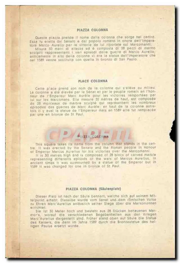 Rom - Piazza Colonna — Säulen des Kaisers und unbekannter Verleger - Rückseite