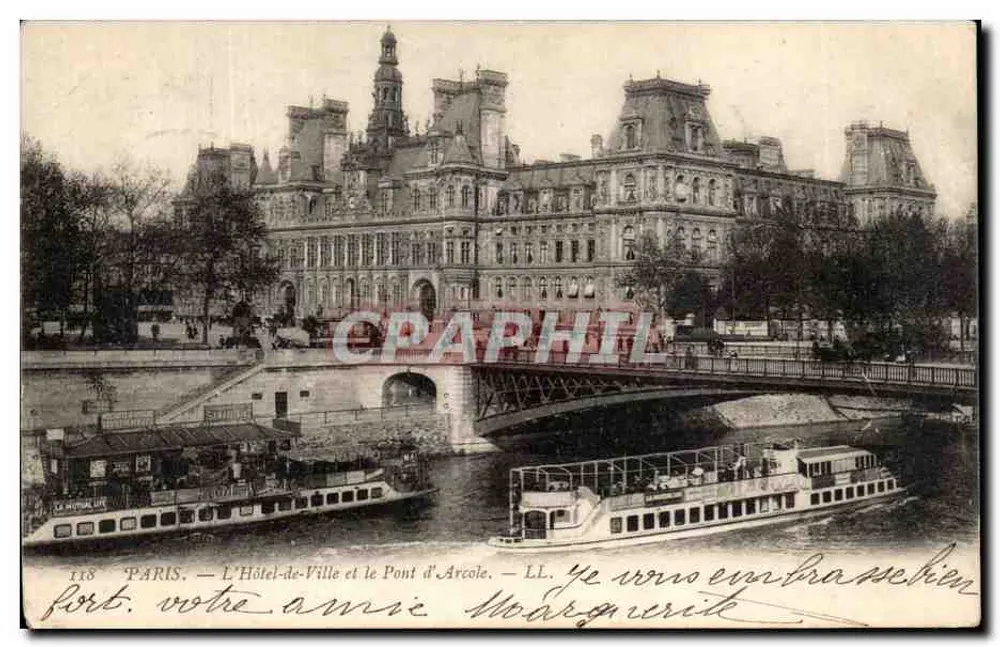 Paris — Das Rathaus und die Pont d'Arcole — LL. Nr. 118 - Vorderseite