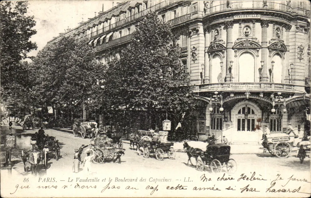 Paris — Le Vaudeville und der Boulevard des Capucines — L'Imprimerie Nouvelle Photographique, Nr. 86 - Vorderseite
