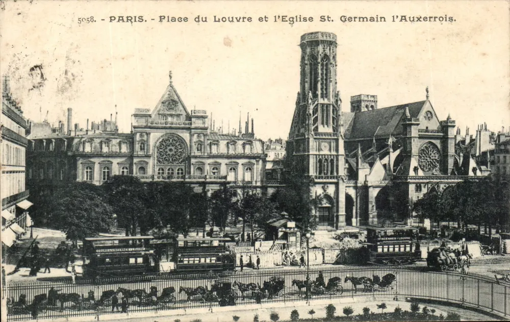 Paris - Place du Louvre und die Kirche Saint-Germain-l'Auxerrois — anonymer Verlag, Nr. 5058 - Vorderseite