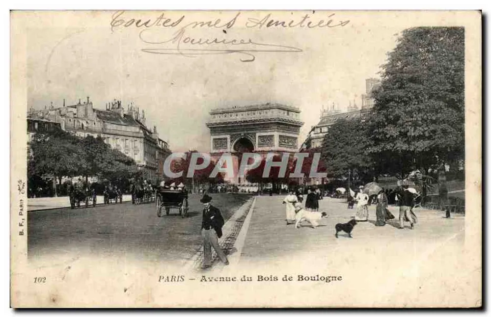 Paris — Avenue du Bois de Boulogne — Bi E. Paris, n° 102 - Vorderseite