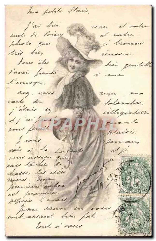 Frau mit Hut aus Federn — Ansichtskarte Nr. 846 — Universal Postal Union - Vorderseite