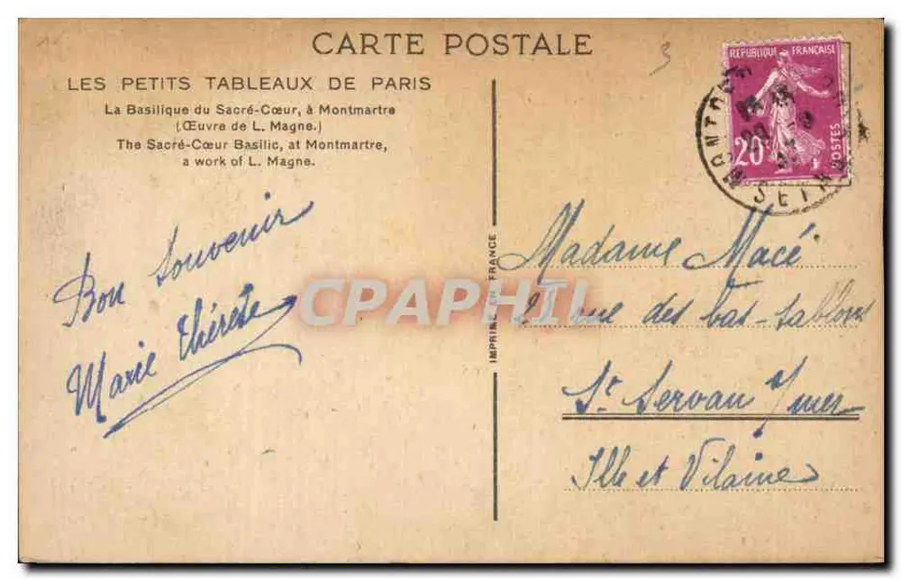 Basilika des Heiligen Herzens — Montmartre — Die Kleinen Bilder von Paris - Rückseite