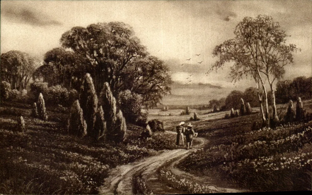 Duas pessoas caminhando em um caminho rural — vista de campo — Imago, série 0312 c. - Frente